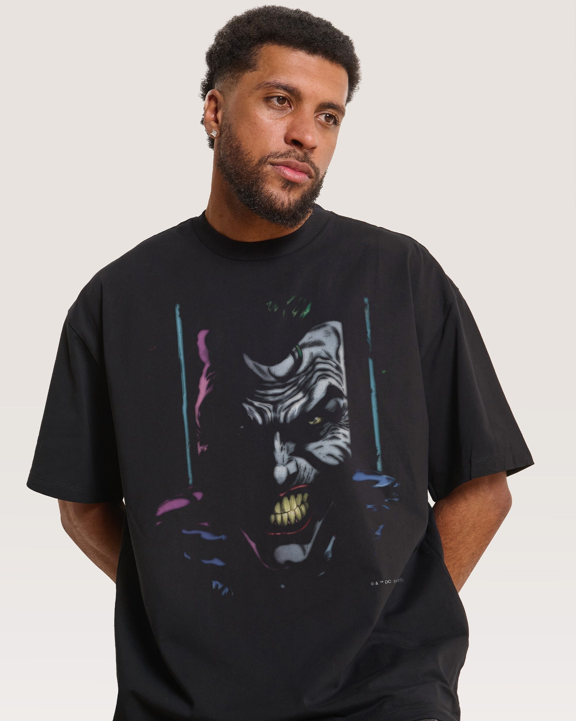 Joker Big Face Oversized T-Shirt DC Comics Unisex Graphic Tee 100% Combed Cotton 275gsm