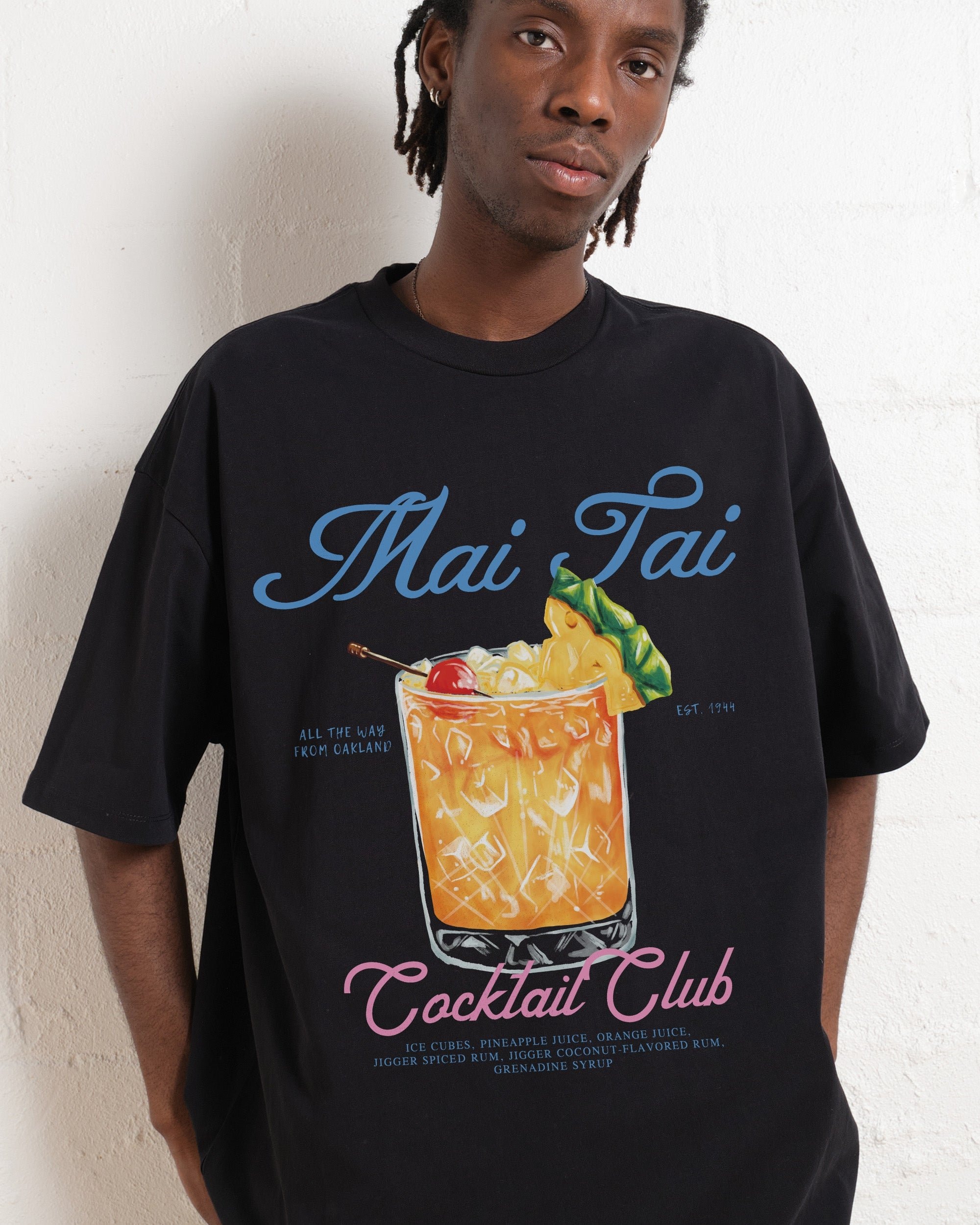 Mai Tai Oversized Graphic Tee Unisex 90s Boxy Fit 100% Combed Cotton