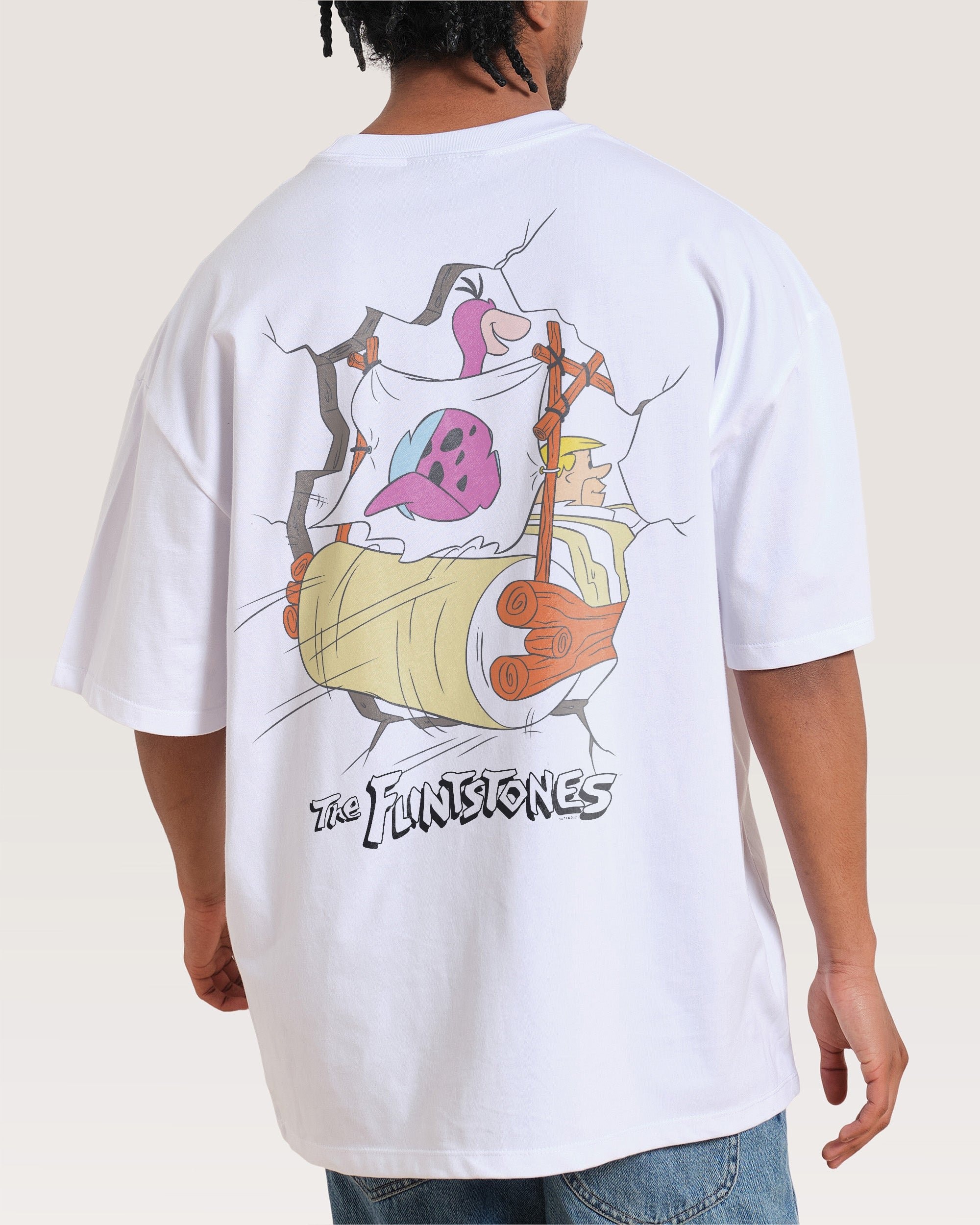 Bedrock Crash Oversized Graphic Tee - The Flintstones Collab Unisex 100% Combed Cotton
