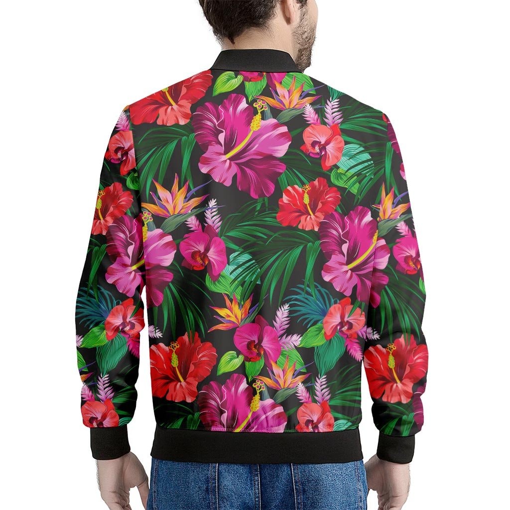 Hawaiian Floral Flowers Pattern Print Men's Bomber Jacket