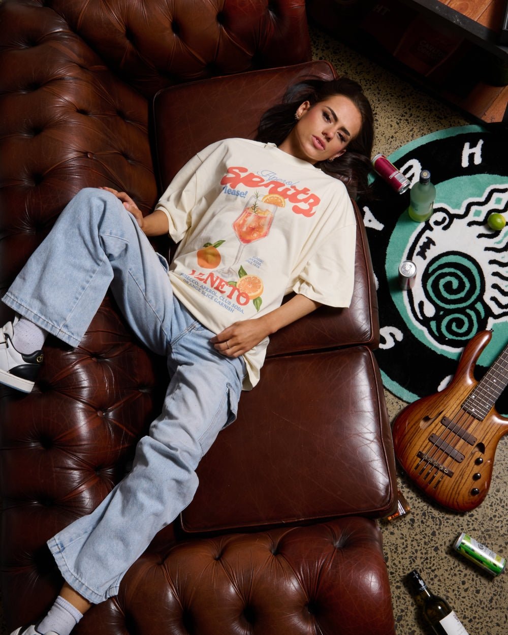 Aperol Spritz Please! Oversized Graphic Tee - Threadheads 90s Boxy Fit Unisex Cotton T-Shirt