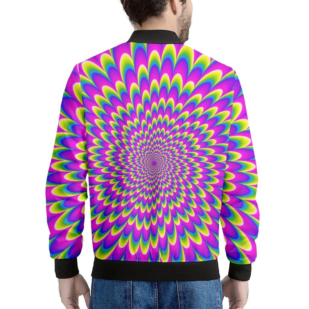 Green Wave Moving Optical Illusion Men's Bomber Jacket
