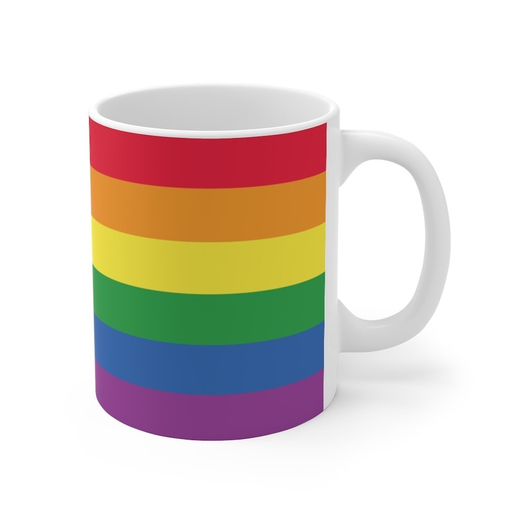 Rainbow Pride Coffee Mug - White Ceramic Mug for Hot Beverages